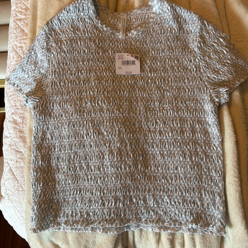 American Eagle Outfitters Light Blue Textured Tee
